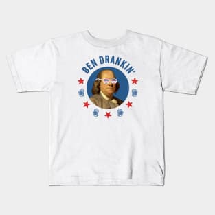 Ben Drankin': Retro Ben Franklin with Patriotic 4th of July Sunglasses Kids T-Shirt